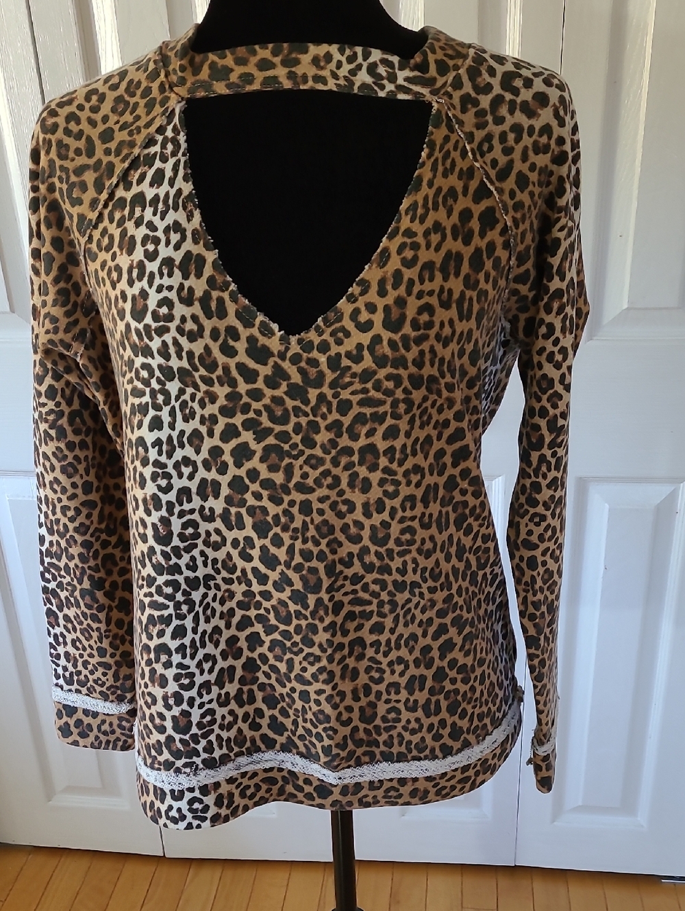 Self Esteem Leopard Print Tunic Top in Brown and Black
